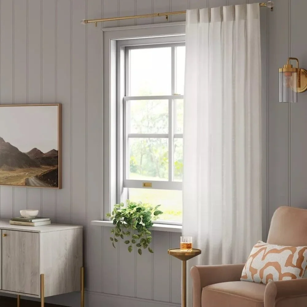 Threshold Light Filtering Pebbled Satin Ivory Curtain Panel 34